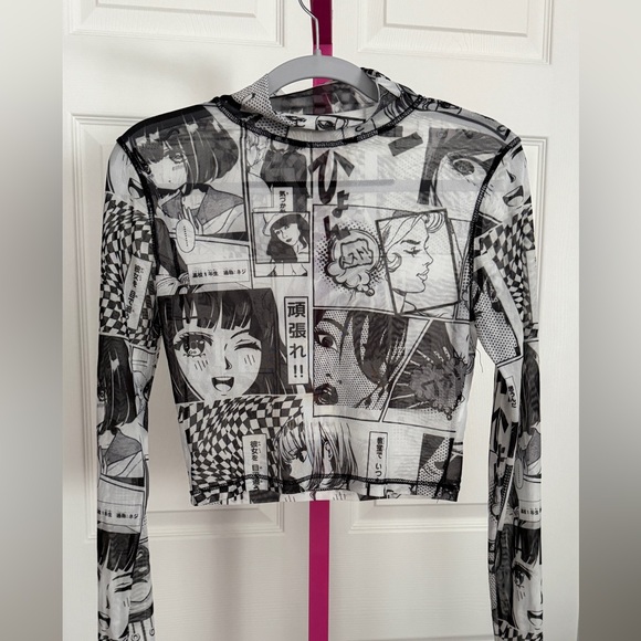 Fashion Nova In Your Eyes Anime Mesh Top - Picture 6 of 7
